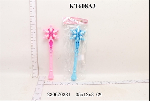KT608A3 TÚI CÂY TRƯỢNG HÌNH BÔNG TUYẾT PIN NHẠC ĐÈN CHỚP (2 MÀU) OPP MAGIC WAND 35X12X3