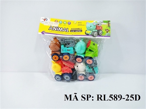 RL589-25D TÚI XE CT THÚ TRỚN 4C ĐỦ MẪU (GẤU, VOI, BÒ, HEO) + ỐC VÍT (PVC) Animal Assembly
