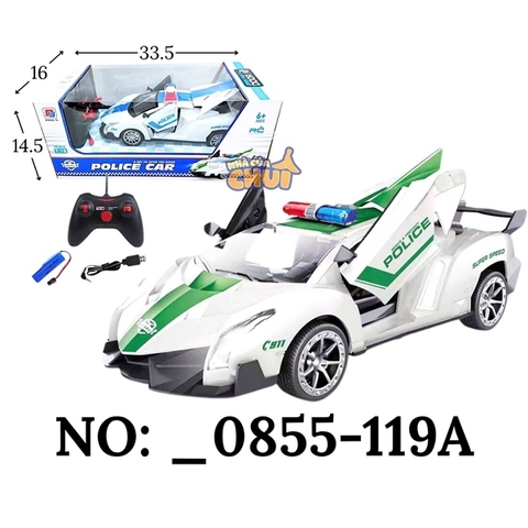 _0855-119A HỘP XE HƠI CS MỞ CỬA, MỞ CỐP ĐK 7 Đ.TÁC, CÓ SẠC TL 1:16 (POLICE CAR) _0855-