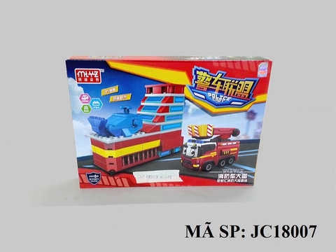 JC18007 HỘP LOGO RÁP XE CỨU HỎA ROBOCAR POLI 153 MIẾNG (ĐỎ)