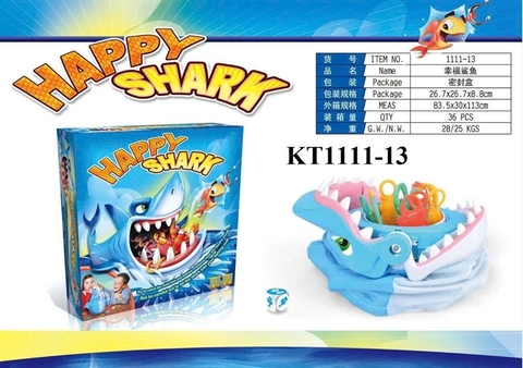 KT1111-13 HỘP TRÒ CHƠI CÁ MẬP ĂN CÁ CẮN TAY+ 1C XÍ NGẦU HAPPY SHARK 26.7X26.7X8.8