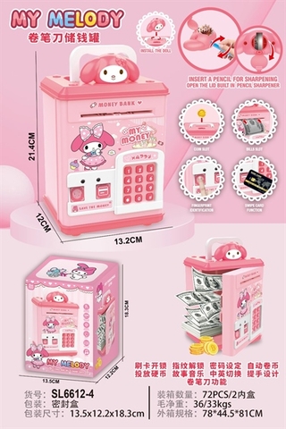 KTSL6612-4  HỘP MÁY RÚT TIỀN ATM PIN MELODY+ VÂN  TAY+ CHUỐT BÚT CHÌ (KÉT SẮT) 13.5X12.2X18.3