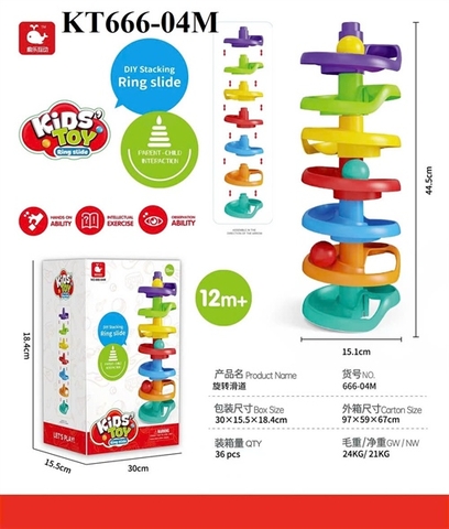 KT666-04M HỘP TRÒ CHƠI RÁP CẦU TRƯỢT XOAY BANH 7 TẦNG KIDS TOY 30X15.5X18.4