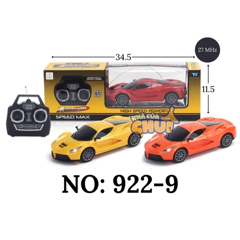 922-9 HỘP XE HƠI FERRARI ĐK 7 Đ.TÁC KHÔNG SẠC TL 1:24 (CAM, ĐỎ, VÀNG)