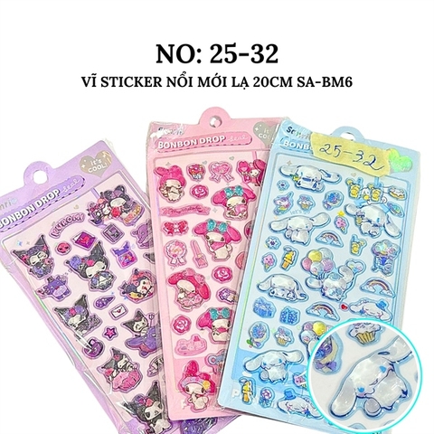 LTKCLTU25-32 VĨ STICKER NỔI MỚI LẠ 20CM SA-BM6