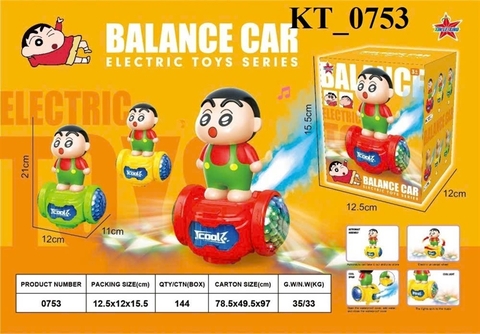 KT_0753  HỘP XE THĂNG BẰNG SHIN CHAN PIN NHẠC ĐÈN, PHUN KHÓI (3 MÀU) 12.5X12X15.5 (THÚ PIN LĐ)