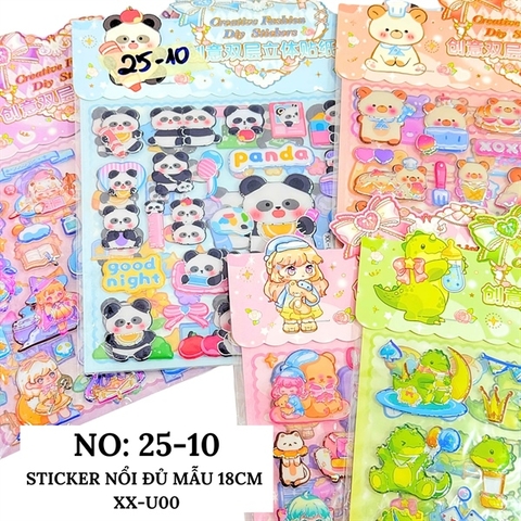 LTKCLTU25-10 STICKER NỔI ĐỦ MẪU 18CM XX-U00
