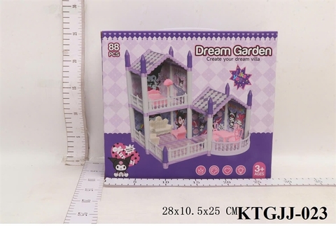 KTGJJ-023 HỘP NỘI THẤT NHÀ VILLA 1 TRỆT+ 1 LẨU KUROMI 88 MIẾNG DREAM GARDEN 28X10.5X25