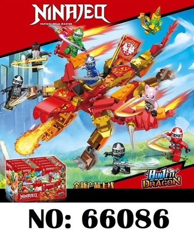 66086 HỘP LOGO RÁP ROBO RỒNG NINJA 8 IN 1 16C 8 MẪU NINAJEQ (LỐC 16C TÍNH LỐC)