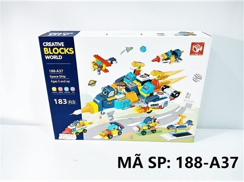 188-A37 HỘP LOGO RÁP TÀU KHÔNG GIAN 6 IN 1 183 MIẾNG Creative Blocks World