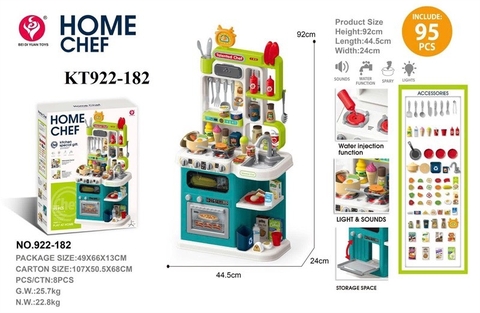 KT922-182 HỘP KỆ BẾP LÒ NƯỚNG PIN+ NỒI+ CHẢO+ BỒN RỬA CHÉN+ KEM 95 MIẾNG HOME CHEF 49X66X13