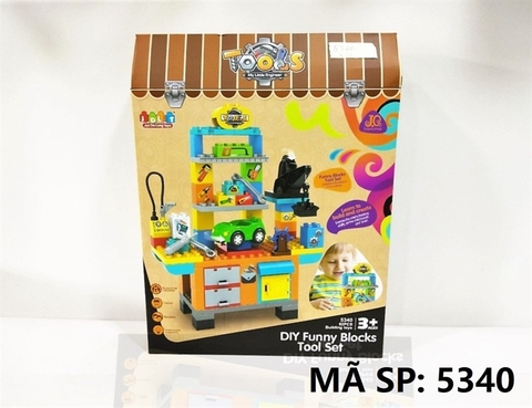 5340 HỘP LOGO RÁP KỆ KỀM BÚA 92 MIẾNG DIY Funny Blocks Tool Set
