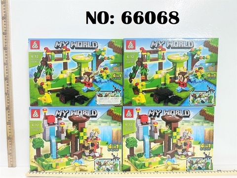 66068 HỘP LOGO RÁP NHÀ NÔNG TRẠI, CẦU TRƯỢT BANH MY WORLD 4C 4 IN 1 (LỐC 4C TÍNH LỐC)
