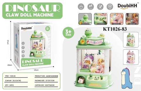KT1026-83 HỘP TRÒ CHƠI MÁY GẮP THÚ NHỒI BÔNG KHỦNG LONG+ SẠC USB DINOSAUR (2 MÀU) 25X20X31