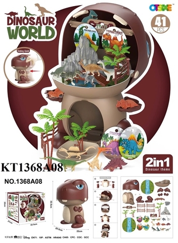 KT1368A08 HỘP KỆ MÔ HÌNH KHỦNG LONG+ 12C KHỦNG LONG+ CÂY+ HÀNG RÀO+ NÚI ĐÁ 41 MIẾNG 2 IN 1 DINOSAUR WORLD (NHIỀU CON)