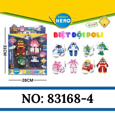 83168-4 HỘP RÁP ROBOCAR POLI 4C BIẾN HÌNH XE ĐỦ MẪU 868-4