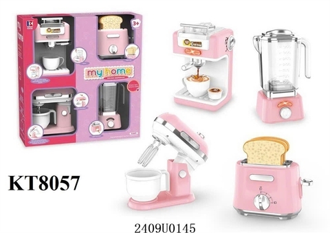 KT8057 HỘP BẾP 4 MÓN MÁY PHA CÀ PHÊ PIN+ MÁY NƯỚNG BÁNH MÌ+ MÁY ĐÁNH TRỨNG+ MÁY ÉP TRÁI CÂY PIN MY HOME
