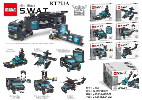 KT721A HỘP LOGO RÁP XE SWAT CS, MÁY BAY TRỰC THĂNG, TÀU CHỐNG KHỦNG BỐ 6C (LỐC 6C TÍNH CÁI) DR.STAR S.W.A.T 21.5X15.5X4