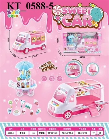 KT_0588-5  HỘP BẾP XE HƠI LƯU ĐỘNG+ XE ĐẨY KEM, KẸO SWEET CAR 44X15.5X19