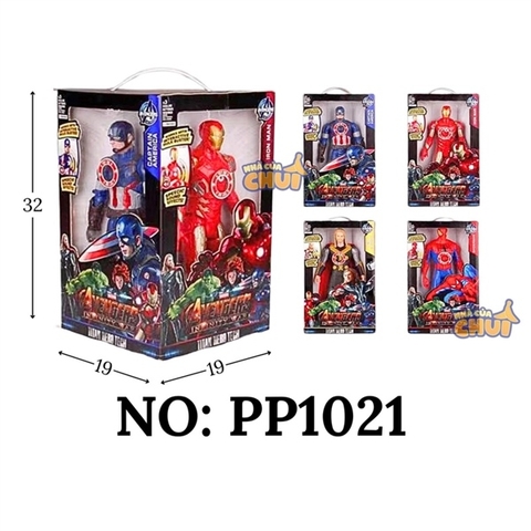 PP1021 HỘP SN ROBO PIN AVENGER 4C (CAPTAIN AMERICA, NGƯỜI SẮT, THẦN SẤM, NHỆN) TỨ GIÁC