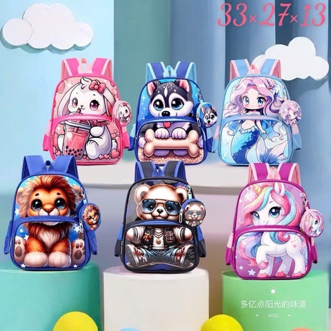 BALO MẦM NON CHO BÉ 3D KÈM TÚI MÓC KHOÁ