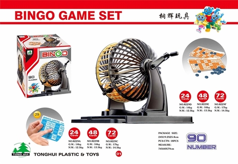 8229B  HỘP QUAY SỐ LÔ TÔ 90 SỐ 48 CARDS   Bingo