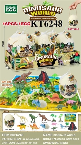 KT6248  HỘP LƯỚI TRỨNG KHỦNG LONG 6C (LỐC 6C TÍNH CÁI) 16 MIẾNG/1 TRỨNG  DINOSAUR WORLD 44.5X30X20