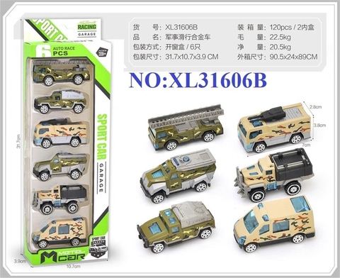 KTXL31606B  VĨ HỘP XE QUÂN SỰ SẮT TRỚN 6C ĐỦ MẪU MCAR 10.7X3.9X31.7