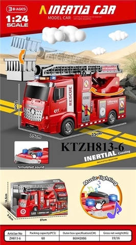 KTZH813-6 HỘP XE CT CỨU HỎA THANG PIN NHẠC ĐÈN TL 124 INERTIA CAR (KHÔNG MẶT KIẾNG) 27X9.5X16.5