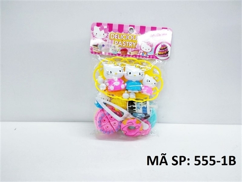 555-1B TÚI BẾP BÁNH SINH NHẬT, KEM, BÁNH QUY, DONUT, SỮA + DAO + 4C MÈO KITTY (Delicious Pastry) (PVC) 555-1