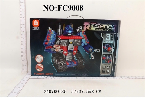 FC9008  HỘP LOGO RÁP XE CT CONTAINER  BIẾN HÌNH ROBO CƠ KHÍ 651 MIẾNG RC SERIES