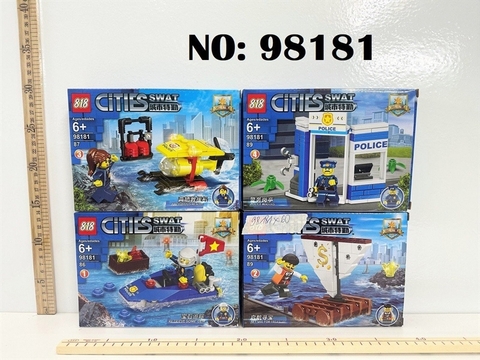 98181 HỘP LOGO RÁP XE, TÀU, MÁY BAY TRỰC THĂNG CS 8C 86-89 MIẾNG CITES POLICE (LỐC 8C TÍNH LỐC)