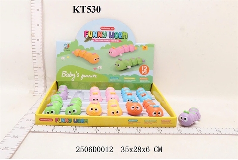 KT530 HỘP THÚ SÂU COS 12C (LỐC 12C TÍNH CÁI) FUNNY WORM 35X28X6