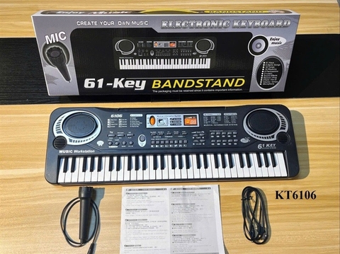 KT6106 HỘP ĐÀN ORGAN PIN 61 PHÍM+ MICRO + SẠC USB BANDSTAND