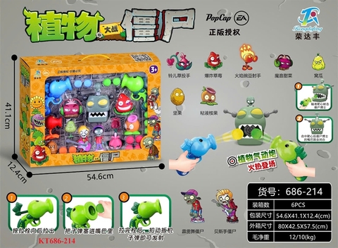 KT686-214 HỘP X_ THỤT BANH 2C BẮN ZOMBIES + 13T BANH+ BIA+ 2C MA 54.6X12.4X41.1