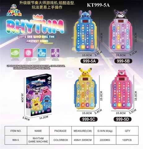 KT999-5A HỘP TRÒ CHƠI MÁY CHƠI GAME NHỊP ĐIỆU PIN NHẠC ĐÈN (KUROMI, GẤU DẤU, POKEMON, STITCH) RHYTHM 11.2X3.9X20.2 999-5A-5B-5C-5D