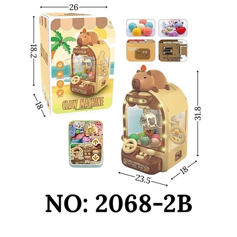 KT2068-2B HỘP TRÒ CHƠI MÁY ĐK GẮP THÚ NHỒI BÔNG (BANH) CAPYBARA PIN NHẠC ĐÈN, SẠC USB