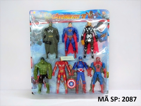 2087 VĨ SN 7T AVENGER 3+ KHIÊN (NHỆN, BATMAN, NGƯỜI SẮT, CAPTAIN AMERICA, NGƯỜI XANH)