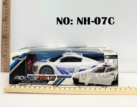 NH-07C HỘP XE HƠI AUDI CS ĐK 7 Đ.TÁC, CÓ SẠC POLICECAR (XANH, TRẮNG) NH-