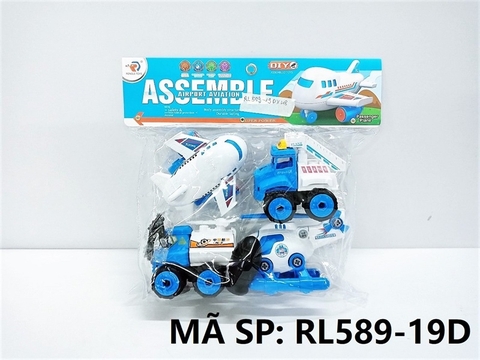 RL589-19D TÚI MÁY BAY, XE THANG TRỚN 4C ĐỦ MẪU + ỐC VÍT (PVC) Assemble Airport Aviation