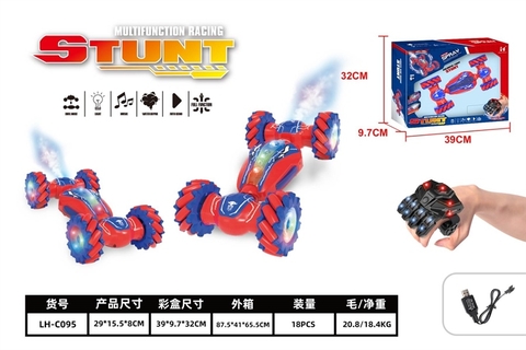 LH-C095 HỘP XE ĐỊA HÌNH LỘN ĐK BÁNH ĐÈN, CÓ SẠC, PHUN KHÓI, GĂNG TAY ĐK, BÁNH XOẮN STUNT
