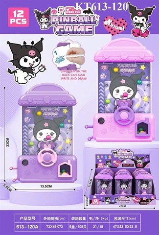 KT613-120A HỘP TRÒ CHƠI MÁY GẮP BANH KUROMI 12C (LỐC 12C TÍNH CÁI) PINBALL GAME 47X23.5X23.5