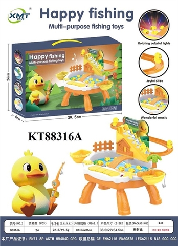 KT88316A  HỘP BÀN CÂU CÁ NƯỚC, CÓ CHÂN+ VỊT LEO THANG PIN 2 IN 1 HAPPY FISHING 39.5X8X26