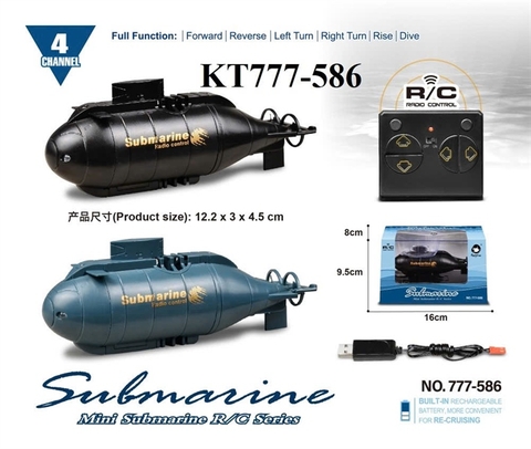 KT777-586  HỘP TÀU NGẦM ĐK 7 Đ.TÁC, CÓ SẠC SUBMARINE 16X9.5X8 (2 MÀU)