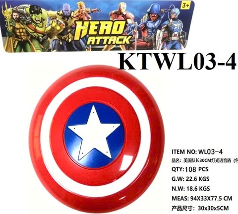 KTWL03-4 TÚI KHIÊN SN CAPTAIN AMERICA PIN HERO ATTACK 30X30X5 (PVC)