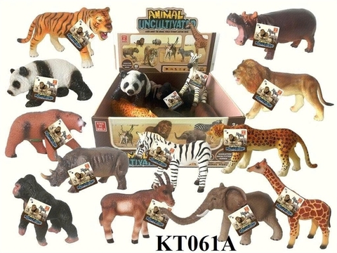 KT_061A HỘP THÚ RỪNG MỀM 12C ĐỦ MẪU (CỌP, GẤU TRÚC, NGỰA VẰN, TÊ GIÁC, TINH TINH. VOI, HƯƠU CAO CỔ, BÁO, SƯ TỬ, HÀ MÃ) ANIMAL (NHIỀU CON)
