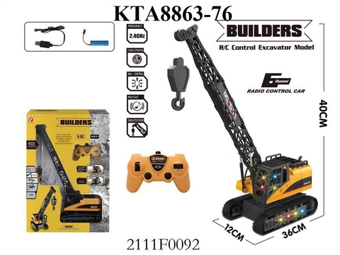 A8863-76 HỘP XE CT CẦN CẨU BÁNH XÍCH ĐK 6 KÊNH, TRỤC XOAY, ĐÈN, CÓ SẠC TL 112 BUILDERS