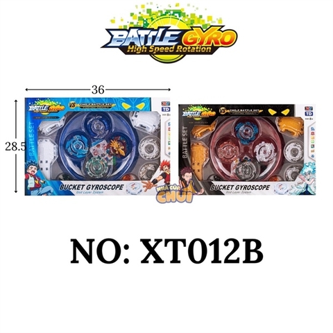 XT012B HỘP SÀN ĐẤU CON QUAY SẮT 4C + TAY CẦM BUCKET GYROSCOPE BATTLE GYRO XT011ABCD, XT012ABCD (XANH, ĐỎ)