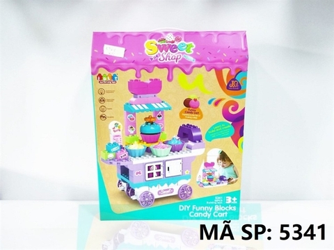 5341 HỘP LOGO RÁP QUẦY XE ĐẨY KẸO 92 MIẾNG DIY Funny Blocks Candy Cart