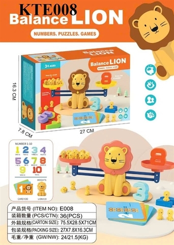 KTE008  HỘP TRÒ CHƠI CÂN CÂN BẰNG THÚ SƯ TỬ+ SỐ HỌC BALANCE LION 27X7.8X16.3